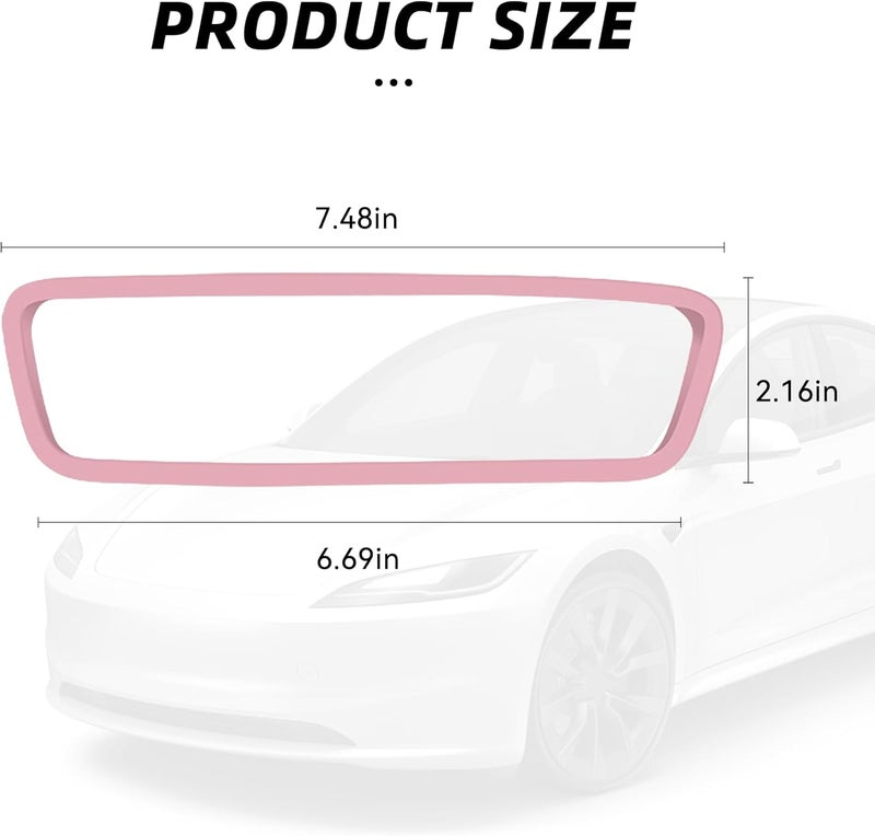 Tioollev Car Rear View Mirror Protector Frame, Silicone Auto Rearview Edge Protection Cover Compatible with Model 3 Model Y, Interior Rear View Trim Frame Decoration, Car Accessories (Pink) - Image 3